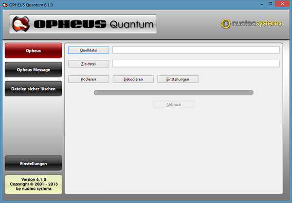 Screenshot vom Programm: OPHEUS Quantum