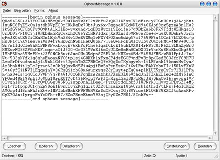 Screenshot vom Programm: OpheusMessage